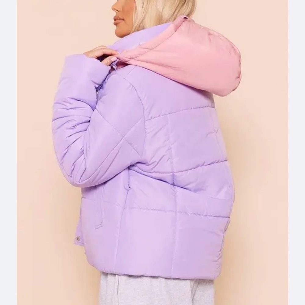 PrettyLittleThing Lilac and Pink Puffer Jacket